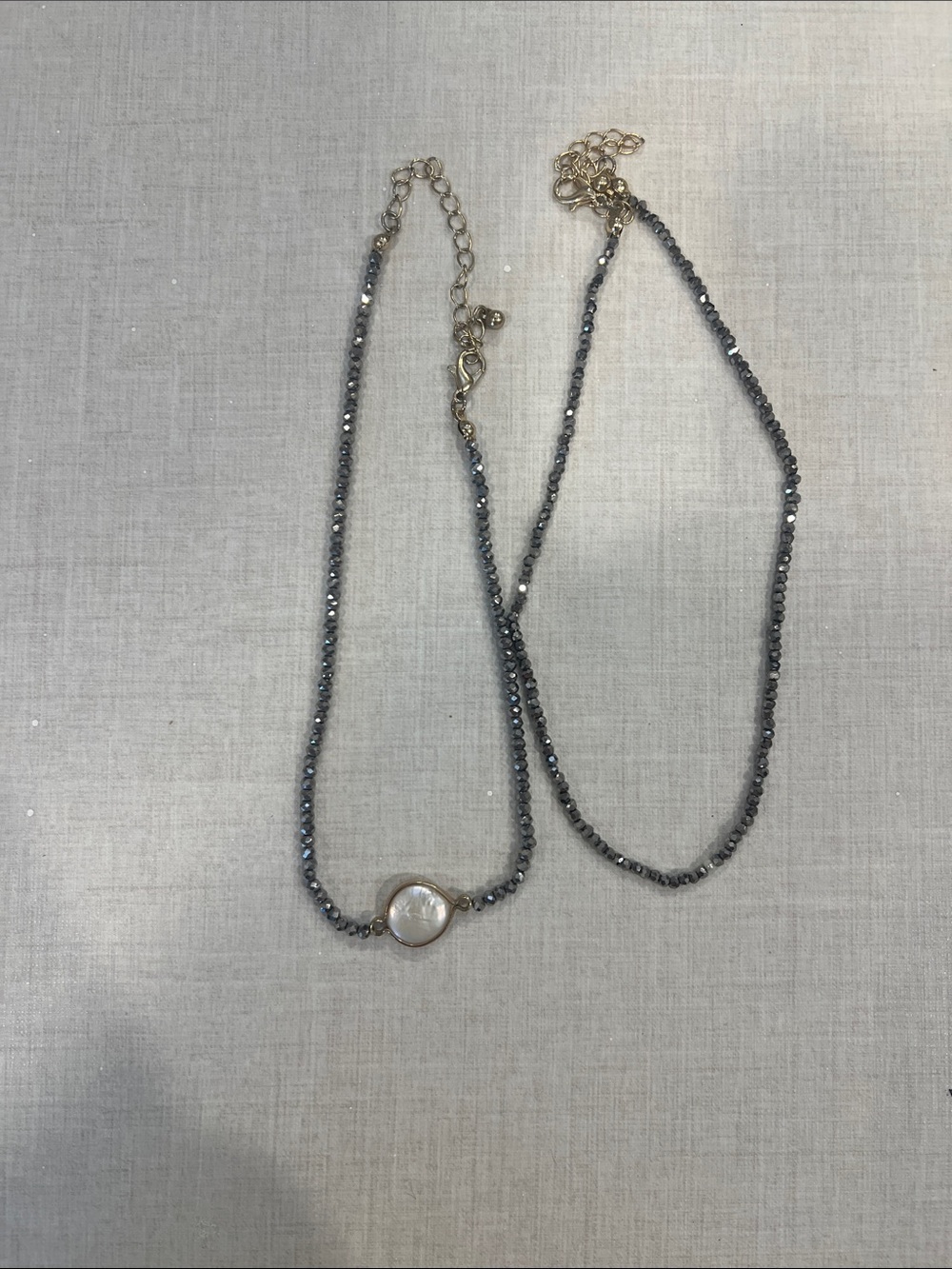 Gray Bead Necklace with Pearl Accent - Women Jewelry